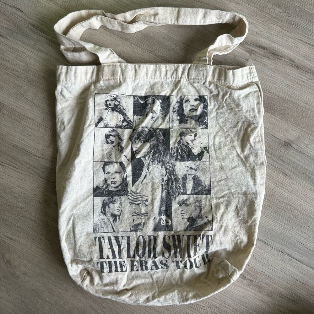 Taylor Swift The Eras Tour Dates Locations Grid Print Canvas Tote Bag